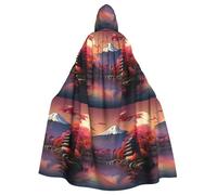FKGKDF Japan Mount Fuji Landscape Print Halloween Cloak, Carnival Cape For Theme Parties, Haunted Houses And Cosplay
