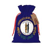 FKGKDF Kentucky State Flag Print Christmas Drawstring Present Bag, Reusable Holiday Goodie Bag For Presents
