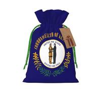 FKGKDF Kentucky State Flag Print Christmas Drawstring Present Bag, Reusable Holiday Goodie Bag For Presents