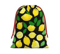 FKGKDF Lemon Fruit Print Drawstring Present Bag, Reusable Storage Pouch For Christmas Holidays And Daily