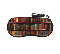 FKGKDF Library Bookshelf Book Print Soft Shell Eyeglass Case For Glasses And Sunglasses Travel And Everyday Use, Black, One Size
