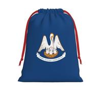 FKGKDF Louisiana State Flag Print Drawstring Present Bag, Reusable Storage Pouch For Christmas Holidays And Daily