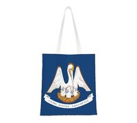 FKGKDF Louisiana State Flag Print Polyester Canvas Tote Bag, Shopping Bag With Reinforced Handles, Reusable