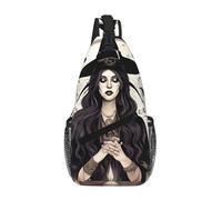 FKGKDF Magic Witch Witchcraft Bohemia Drawing Print Adjustable And Padded Shoulder Strap Chest Bag, Shoulder Bag For Travel, Work And Daily Use