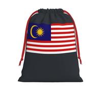 FKGKDF Malaysia Flag Print Drawstring Present Bag, Reusable Storage Pouch For Christmas Holidays And Daily