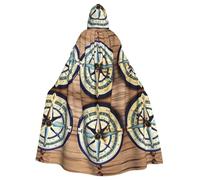 FKGKDF Maritime Sailboat Compass Print Gothic Masquerade Cloak Dark Fantasy Carnival Cape For Costume Parties And Cosplay