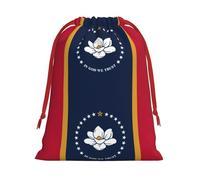 FKGKDF Mississippi State Flag Print Drawstring Present Bag, Reusable Storage Pouch For Christmas Holidays And Daily