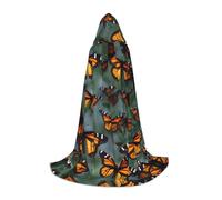 FKGKDF Monarch Butterflies Print Unisex Hooded Cape, Thoughtful Present For Halloween/Cosplay Lovers/Theme Parties