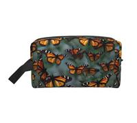 FKGKDF Monarch Butterfly Travel Print Cosmetic Bag Organizer, Large Capacity Storage For Cosmetics, Toiletries