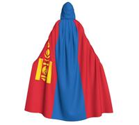 FKGKDF Mongolian Flag Print Adult Halloween Hooded Cloak, Hood & Bow Tie, For Cosplay/Trick-Or-Treat