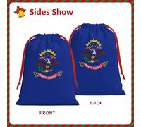 FKGKDF North Dakota State Flag Print Drawstring Present Bag, Reusable Storage Pouch For Christmas Holidays And Daily