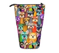 FKGKDF Oil Cute Schnauzer Telescopic Pencil Case - Schnauzer Dog Print - Portable for Office