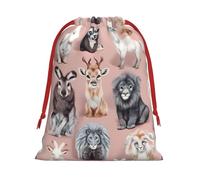 FKGKDF Oodles Of Poodles Print Drawstring Present Bag, Reusable Storage Pouch For Christmas Holidays And Daily
