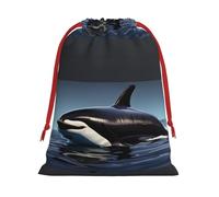 FKGKDF Orca Killer Whale Print Print Drawstring Present Bag, Reusable Storage Pouch For Christmas Holidays And Daily