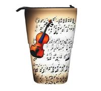 FKGKDF Portable Telescopic Standing Pencil Case with Violin Sheet Music Printing for Office