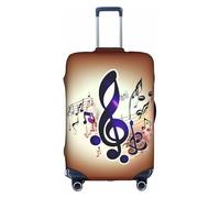 FKGKDF Purple Music Notes Print Luggage Cover For Suitcases, Travel Case Protector, Simple & Convenient Installation, White, Medium, Fashion