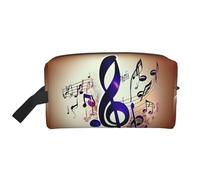 FKGKDF Purple Music Notes Print Travel Toiletry Organizer Bag, Large Capacity Storage For Cosmetics, Toiletries