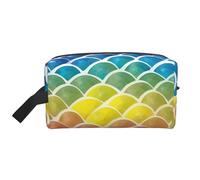 FKGKDF Rainbow Fish Scale Printing Travel Cosmetic Bag Organizer, Large Capacity Storage For Cosmetics, Toiletries