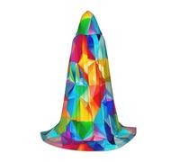 FKGKDF Rainbow Geometric Print Unisex Hooded Cape, Thoughtful Present For Halloween/Cosplay Lovers/Theme Parties