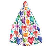 FKGKDF Rainbow Hearts Print Halloween Cloak, Carnival Cape For Theme Parties, Haunted Houses And Cosplay