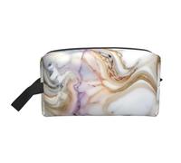 FKGKDF Red White Marble Pattern Print Travel Toiletry Organizer Bag, Large Capacity Storage For Cosmetics, Toiletries