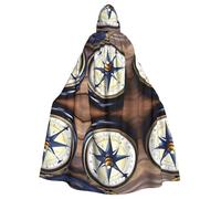 FKGKDF Sail Boat Nautical Compass Print Gothic Masquerade Cloak Dark Fantasy Carnival Cape For Costume Parties And Cosplay