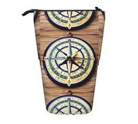 FKGKDF Sailboat Compass Print Standing Pen Holder Portable Telescopic Pencil Case for Office
