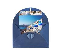 FKGKDF Santorini Greek Island Sea View Print Greeting Card, Pearl Paper With Envelope, For Christmas/Birthday/Valentine'S Day