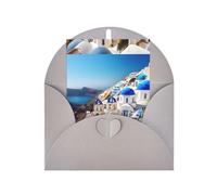 FKGKDF Santorini Greek Island Sea View Print Greeting Card, Pearl Paper With Envelope, For Christmas/Birthday/Valentine'S Day