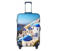 FKGKDF Santorini Luggage Cover Greek Island Sea View Print Luggage Cover for Suitcases Travel Cover Protector Simple and Convenient Installation, White, M, Fashion