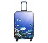 FKGKDF Shark Swimming Under The Sea Print Luggage Cover for Suitcases Travel Cover Protector Simple and Convenient Installation, white, XL, Fashion