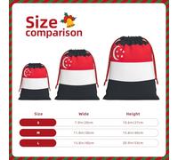 FKGKDF Singapore Flag Print Drawstring Present Bag, Reusable Storage Pouch For Christmas Holidays And Daily
