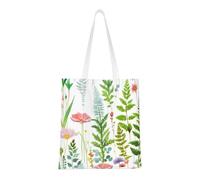 FKGKDF Springtime Herb Garden Print Polyester Canvas Tote Bag, Shopping Bag With Reinforced Handles, Reusable