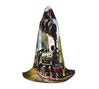 FKGKDF Steam Little Train Print Unisex Hooded Cape, Thoughtful Present For Halloween/Cosplay Lovers/Theme Parties