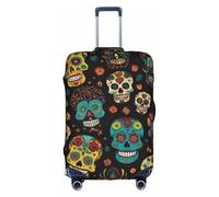 FKGKDF Sugar And Skulls Print Luggage Cover For Suitcases, Travel Case Protector, Simple & Convenient Installation, White, S, Fashion