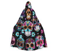 FKGKDF Sugar Skull Print Halloween Cloak, Carnival Cape For Theme Parties, Haunted Houses And Cosplay