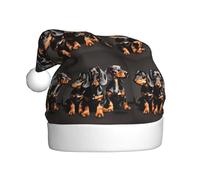FKGKDF Three Dachshunds Print Adult Santa Hat, Holiday Accessory, Xmas Hat For Holiday Parties, Stage Performances