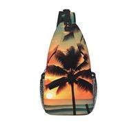 FKGKDF Tropical Beach Palm Print Adjustable And Padded Shoulder Strap Chest Bag, Shoulder Bag For Travel, Work And Daily Use