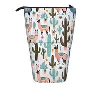 FKGKDF Tropical Cactus Print Telescopic Standing Pencil Case - Animal Lama Design
