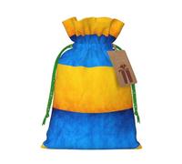 FKGKDF Ukrainian Flag Print Christmas Drawstring Present Bag, Reusable Holiday Goodie Bag For Presents