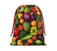 FKGKDF Vegetable Fruit Print Drawstring Present Bag, Reusable Storage Pouch For Christmas Holidays And Daily