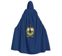 FKGKDF Vermont State Flag Print Adult Halloween Hooded Cloak, Hood & Bow Tie, For Cosplay/Trick-Or-Treat