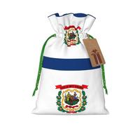 FKGKDF West Virginia State Flag Print Christmas Drawstring Present Bag, Reusable Holiday Goodie Bag For Presents