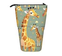 FKGKDF Wild Cartoon Giraffe Print Portable Telescopic Pencil Case Portable Office Pencil Case