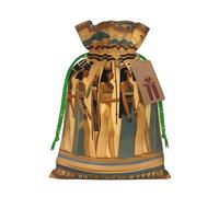 FKGKDF Women In Ancient Egypt Print Christmas Drawstring Present Bag, Reusable Holiday Goodie Bag For Presents