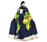FKGKDF World Map Print Halloween Cloak, Carnival Cape For Theme Parties, Haunted Houses And Cosplay