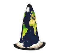 FKGKDF World Map Print Unisex Hooded Cape, Thoughtful Present For Halloween/Cosplay Lovers/Theme Parties
