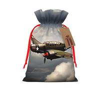 FKGKDF World War 2 Aircraft Airplane 2-Standard-Scale-2_00x Print Christmas Drawstring Present Bag, Reusable Holiday Goodie Bag For Presents