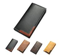 FKGQWZETK Men's Retro Western Bi-fold Slim Card Holder, RFID Blocking, Handmade Cowhide Large Capacity Wallet, Suitable for Business and Travel