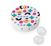 fkgvwo Contact Lens Case Colorful Geometry Contact Lens Box Travel Kit Portable for Travel & Home